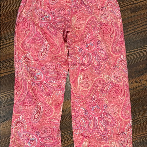 Ralph Lauren Pink Drawstring Cropped Wide Leg Capri Pajama Lounge Pant Sz S - Picture 2 of 5